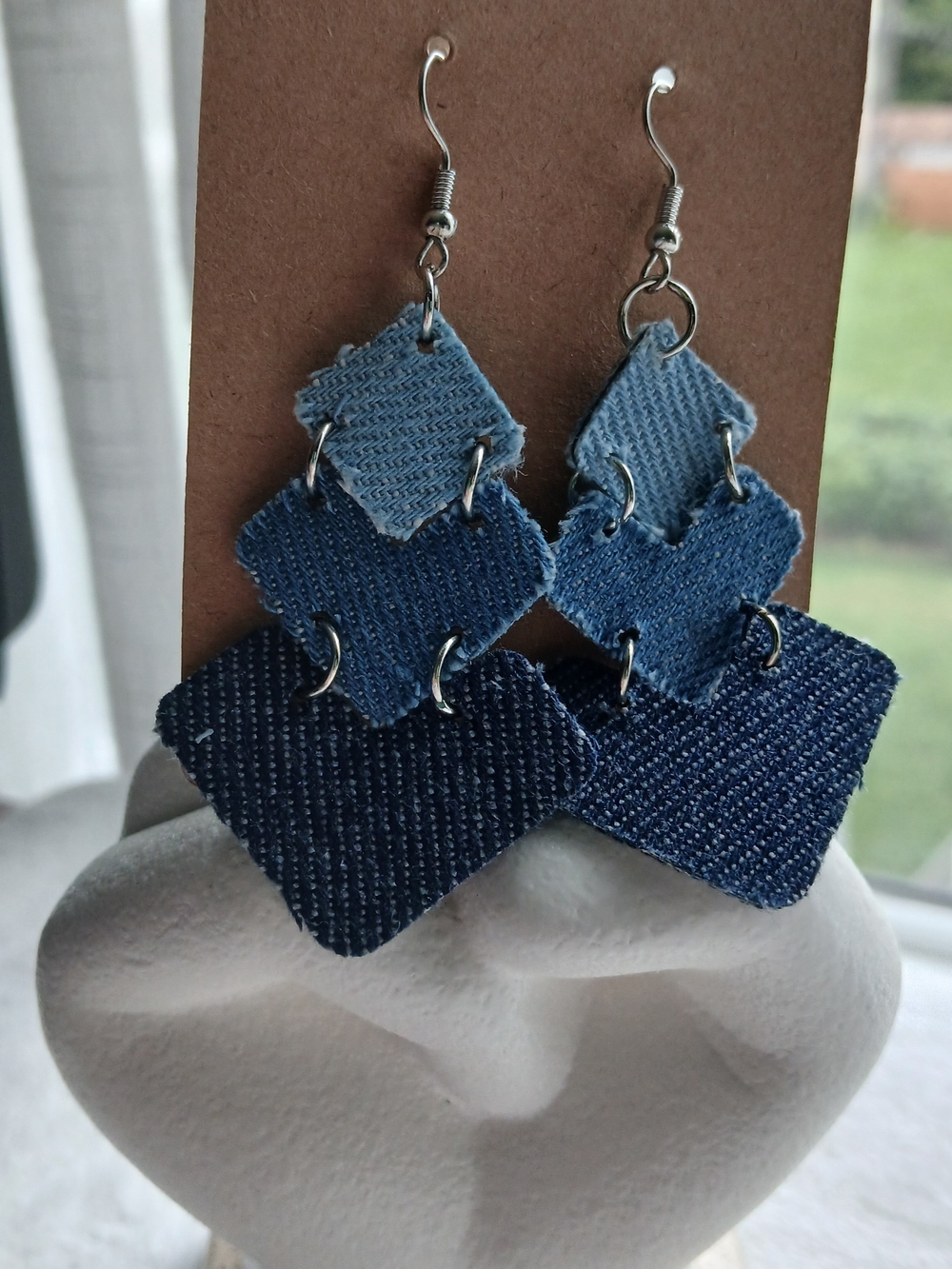 Denim Multi-Tone Blue Layered Earrings - Silver-Tone - NWT on Card